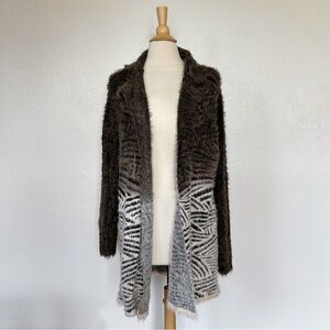 Olivers Fuzzy Brown Zebra Print Open Front Cardigan